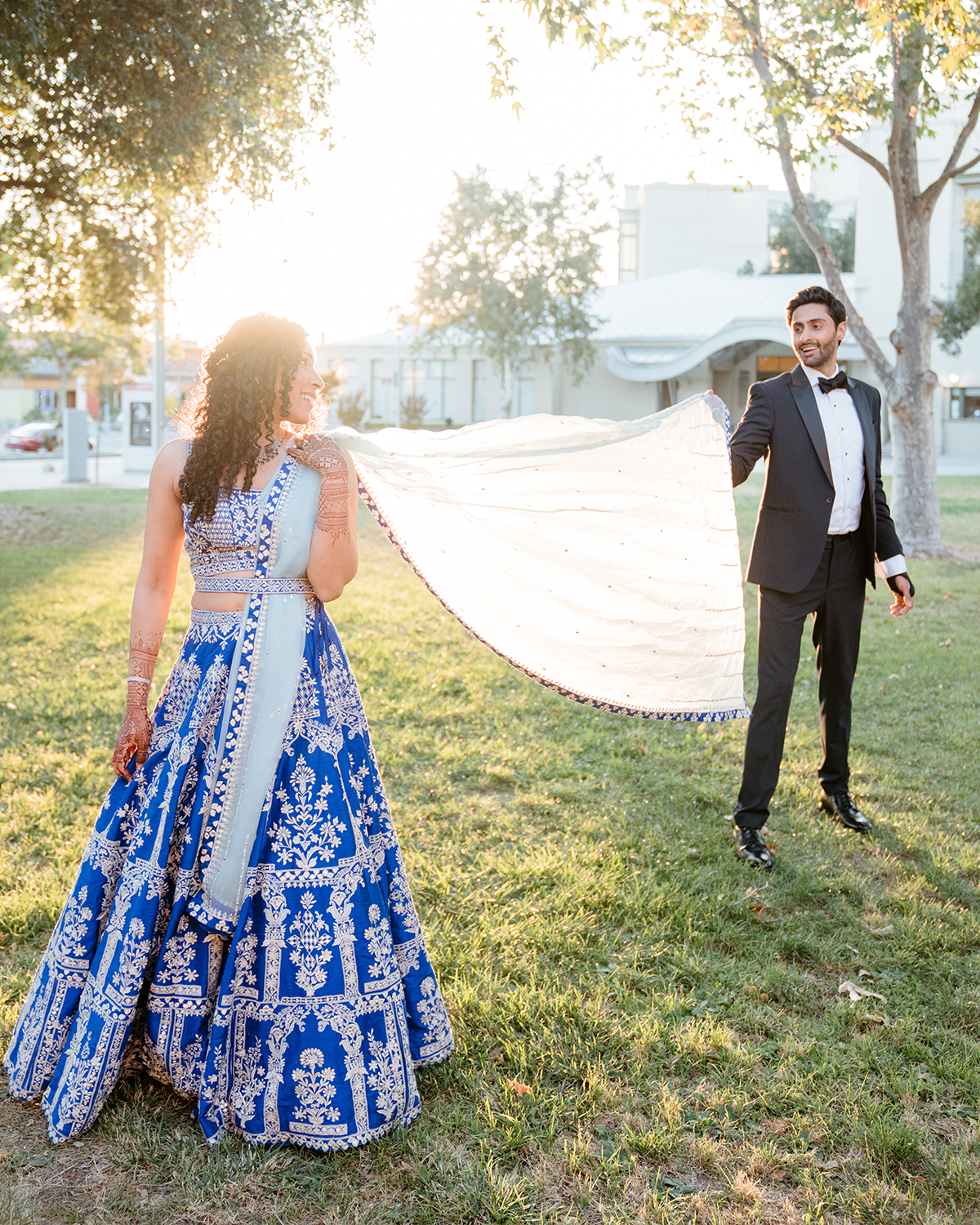 Zeena Khalfan in the Azure Lehenga by Seema Gujral