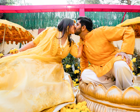 The Bride & Groom At Their Haldi Event