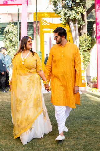 The Bride & Groom at their Haldi Event
