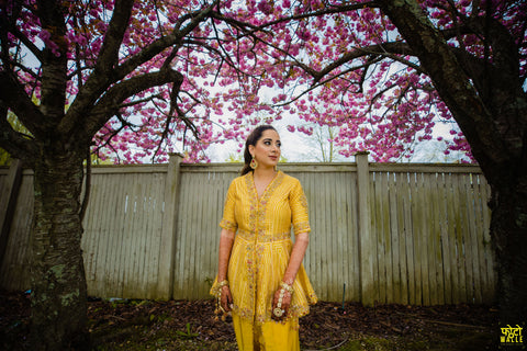 Sukhveen in the Yellow Dhoti Outfit
