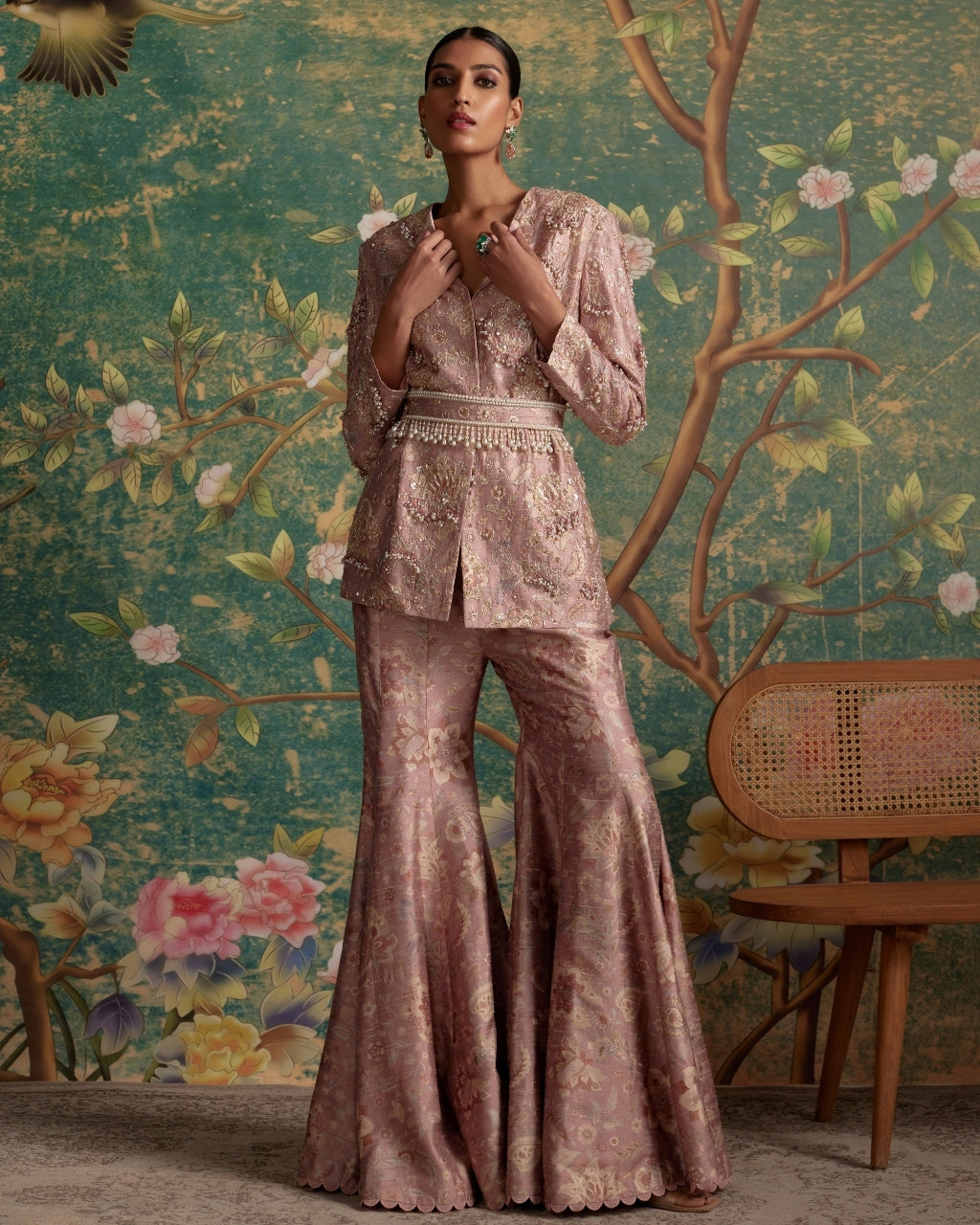 Coral- Lilac Sequin Printed Pant Suit Set | Papa Don't Preach – KYNAH