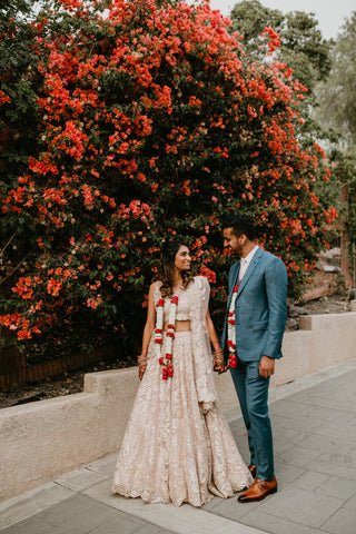 Metallic Rose Gold Lehenga Wedding