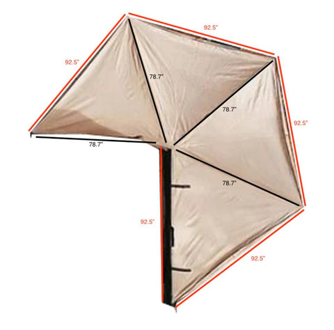 Dimensions Of The Guana Equipment Morpho 270 Degree Awning