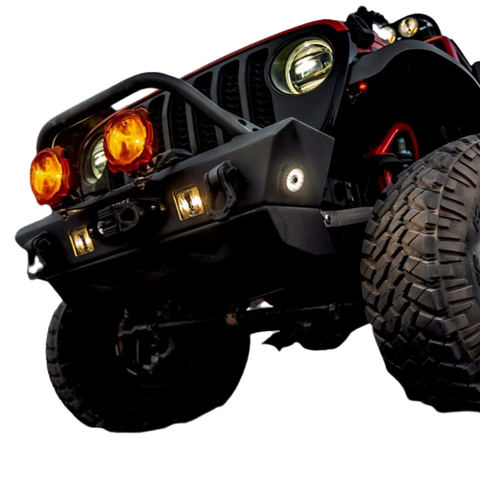 KC Cyclone V2 Rock Lights Mounted On A Vehicle