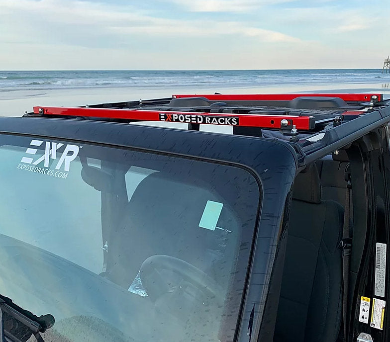 Exposed Racks 9756 Red Under Soft Top Click-In Roof Rack Jeep Wrangler –  Off Road Tents