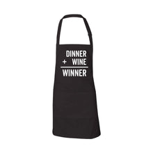 dinner plus wine equals winner apron -onyx black - soft and spun apparel
