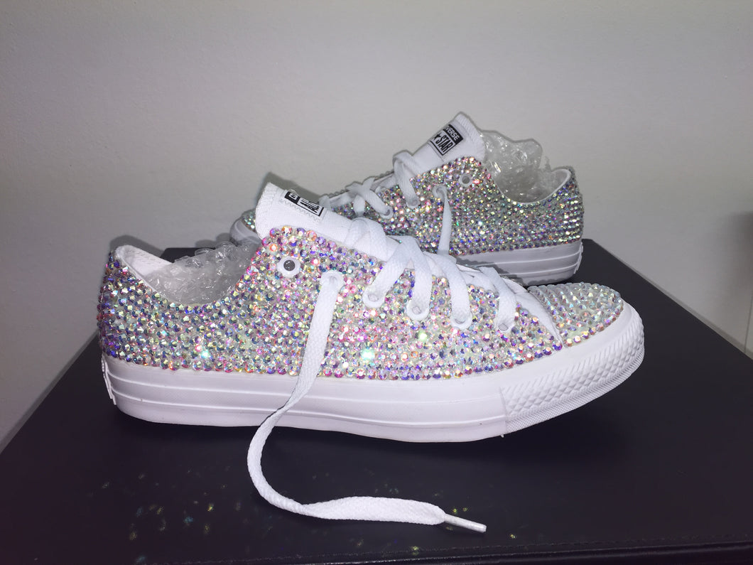 converse with ribbon laces and diamonds 