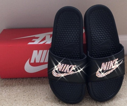 crystal nike slides