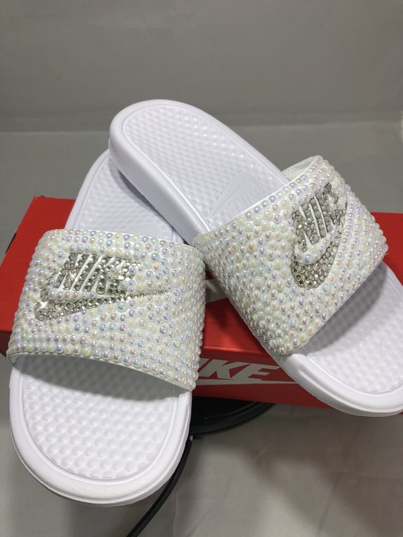 nike slides with pearls