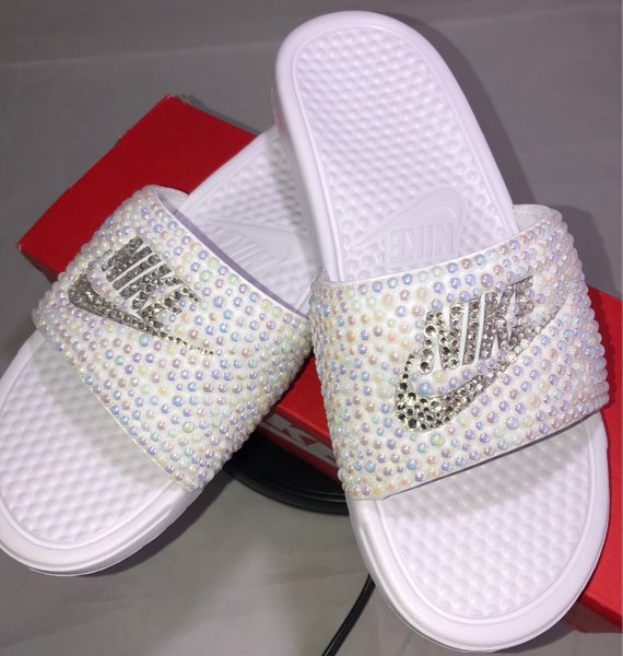 Diamonds \u0026 Pearls Nike Slides In White 