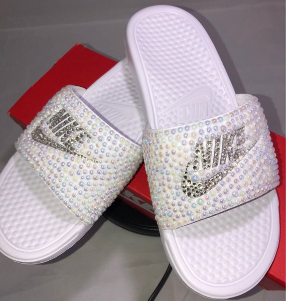 nike slides with diamonds