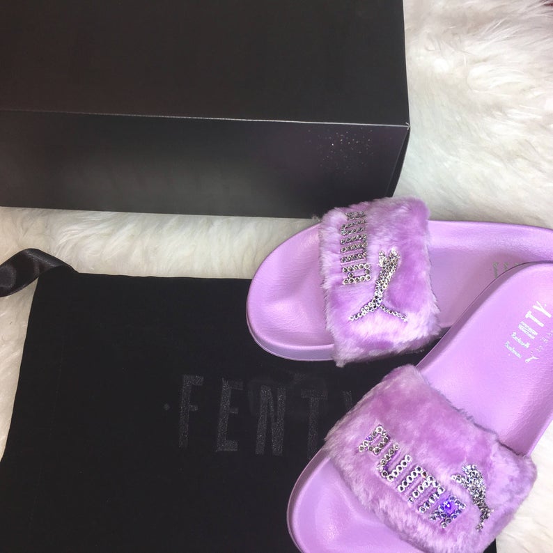 purple fenty slides