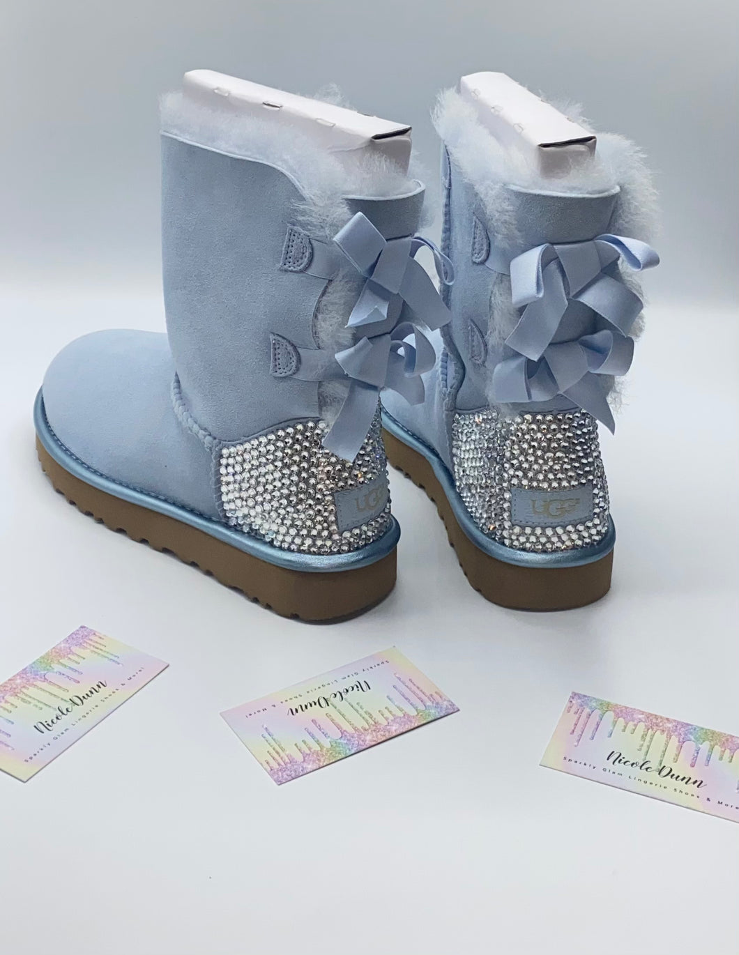 baby blue uggs with bows