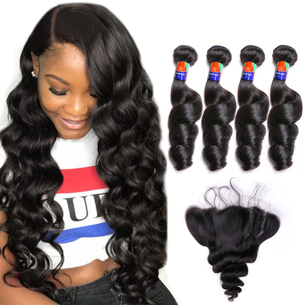 4 Bundles Body Wave Virgin Hair Weave With Lace Frontal Closure