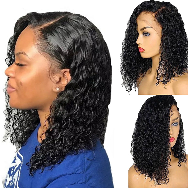 MIA Curly Bob Wigs 100% Virgin Hair Short Bob Lace Front Wig Wet Curly ...