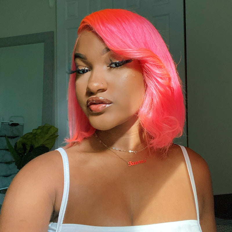 rose pink lace front wig