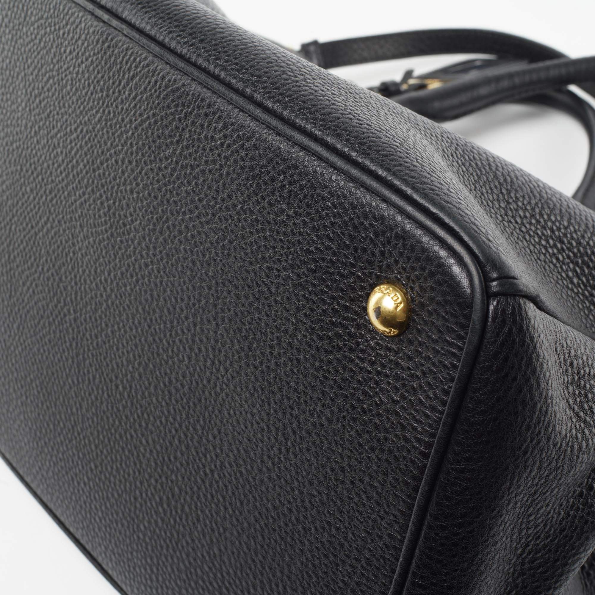 Prada Black Pebbled Leather Vitello Daino Tote Bag – Garderobe