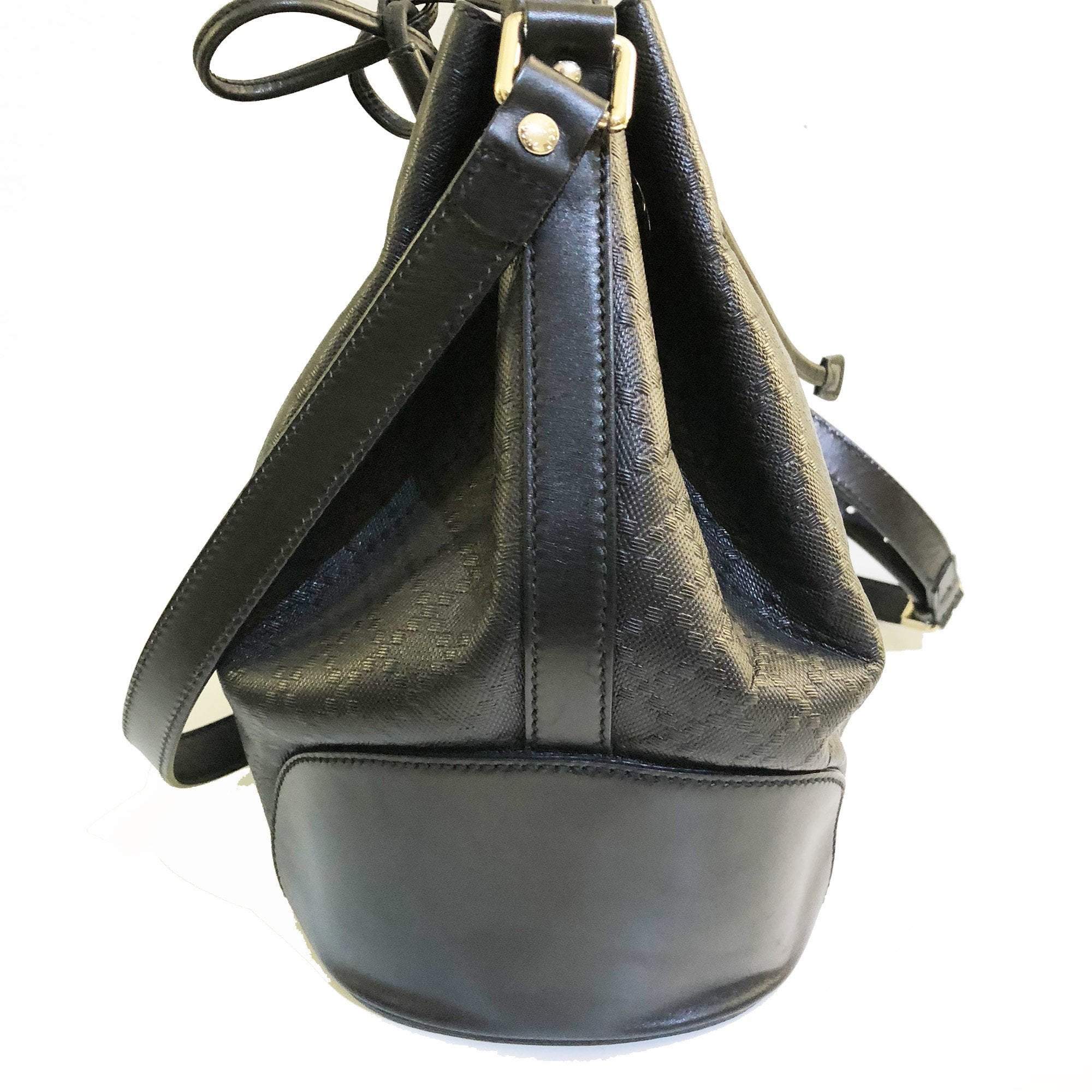 Gucci Bright Diamante Black Medium Leather Bucket Bag – Garderobe