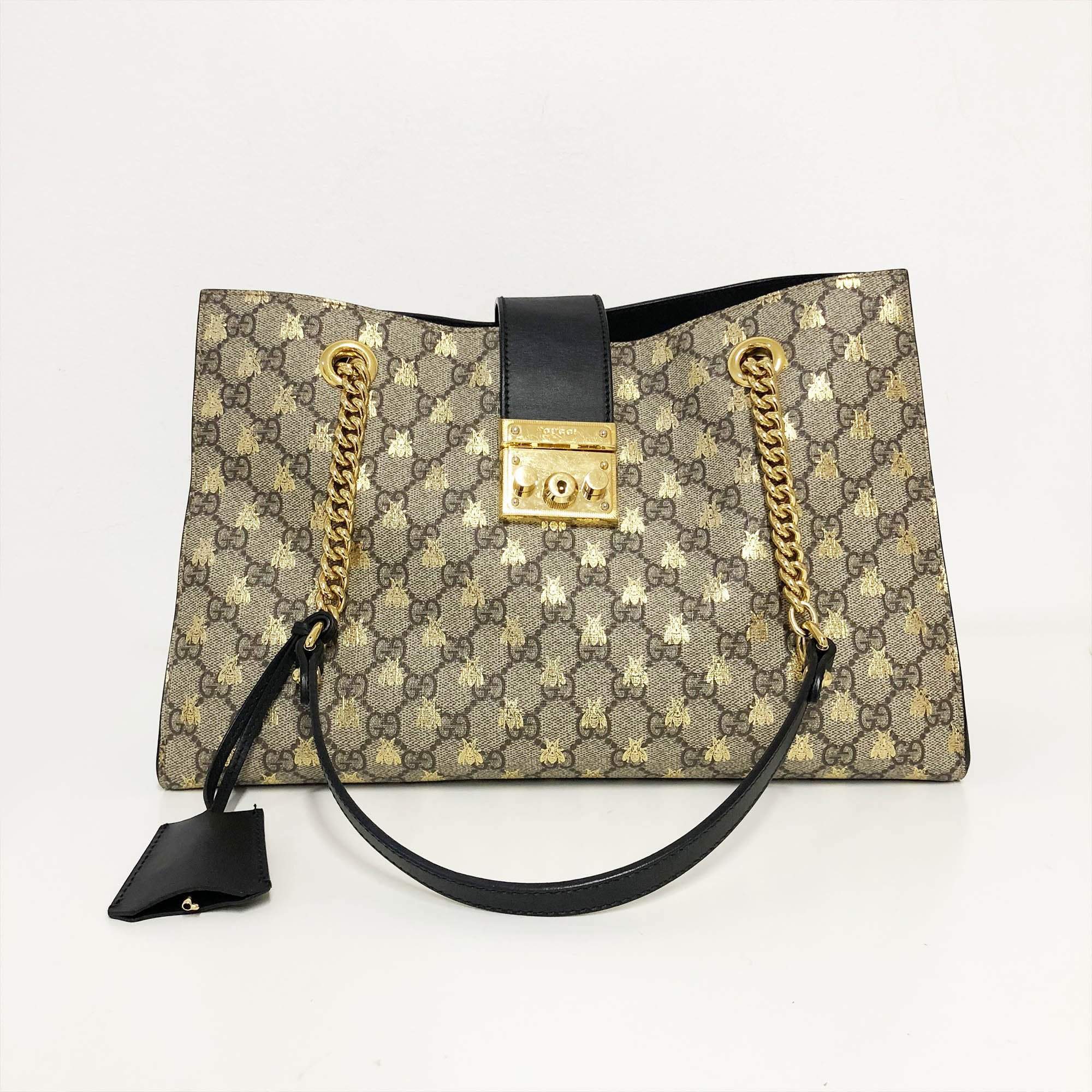  Gucci Padlock Medium  GG bees shoulder bag Garderobe