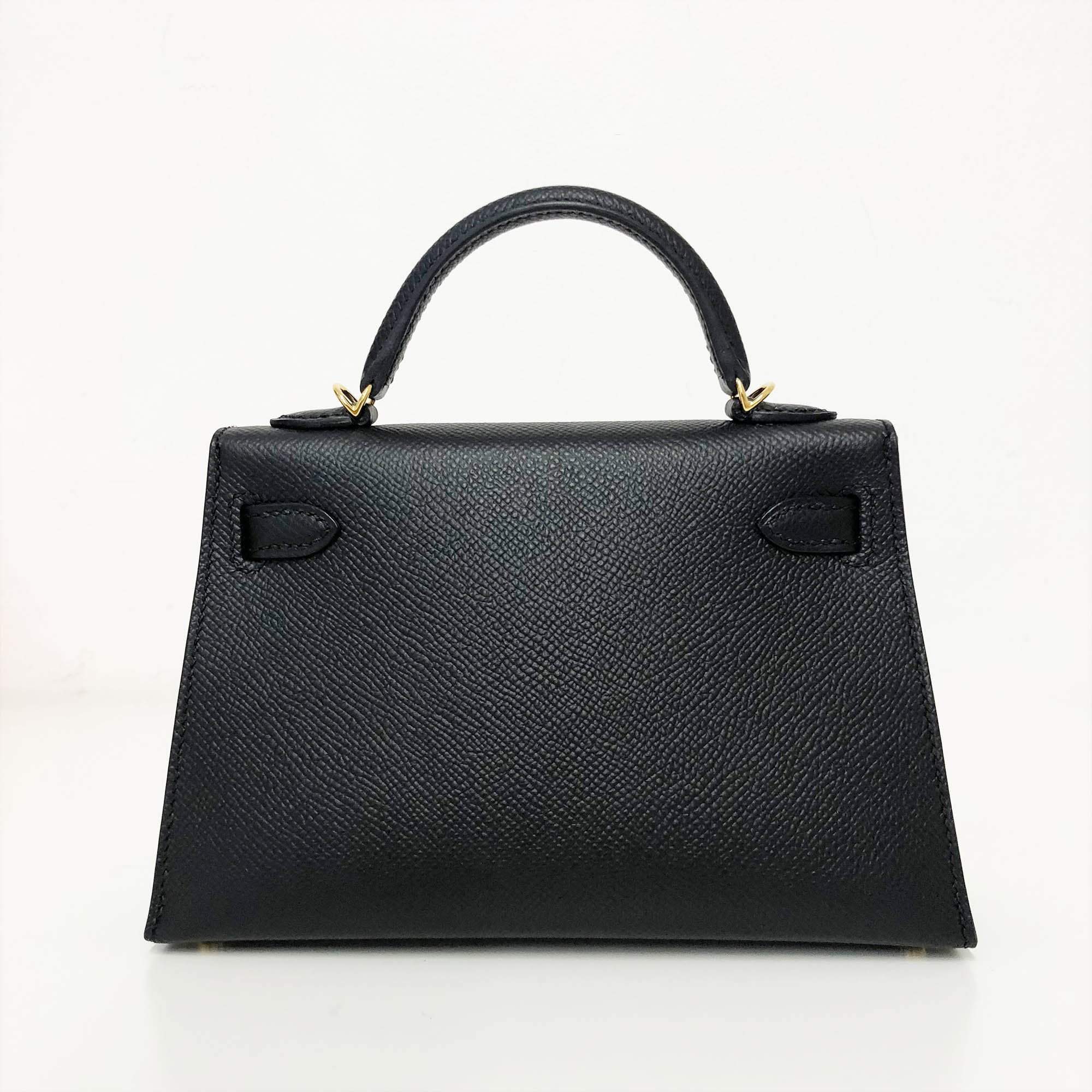 Hermes Noir Epsom Leather Mini Kelly II Bag with Gold Hardware – Garderobe