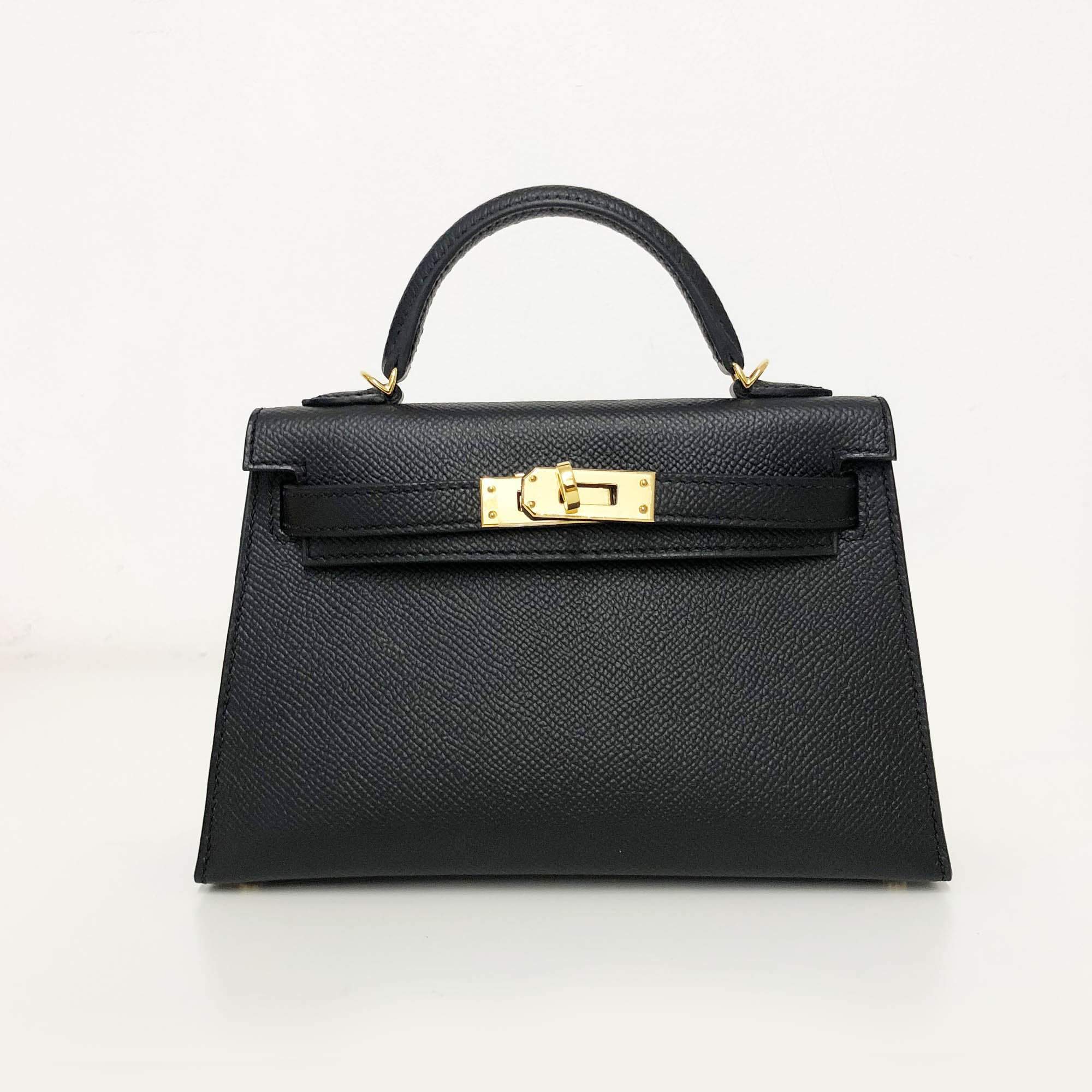 Hermes Noir Epsom Leather Mini Kelly II Bag with Gold Hardware – Garderobe