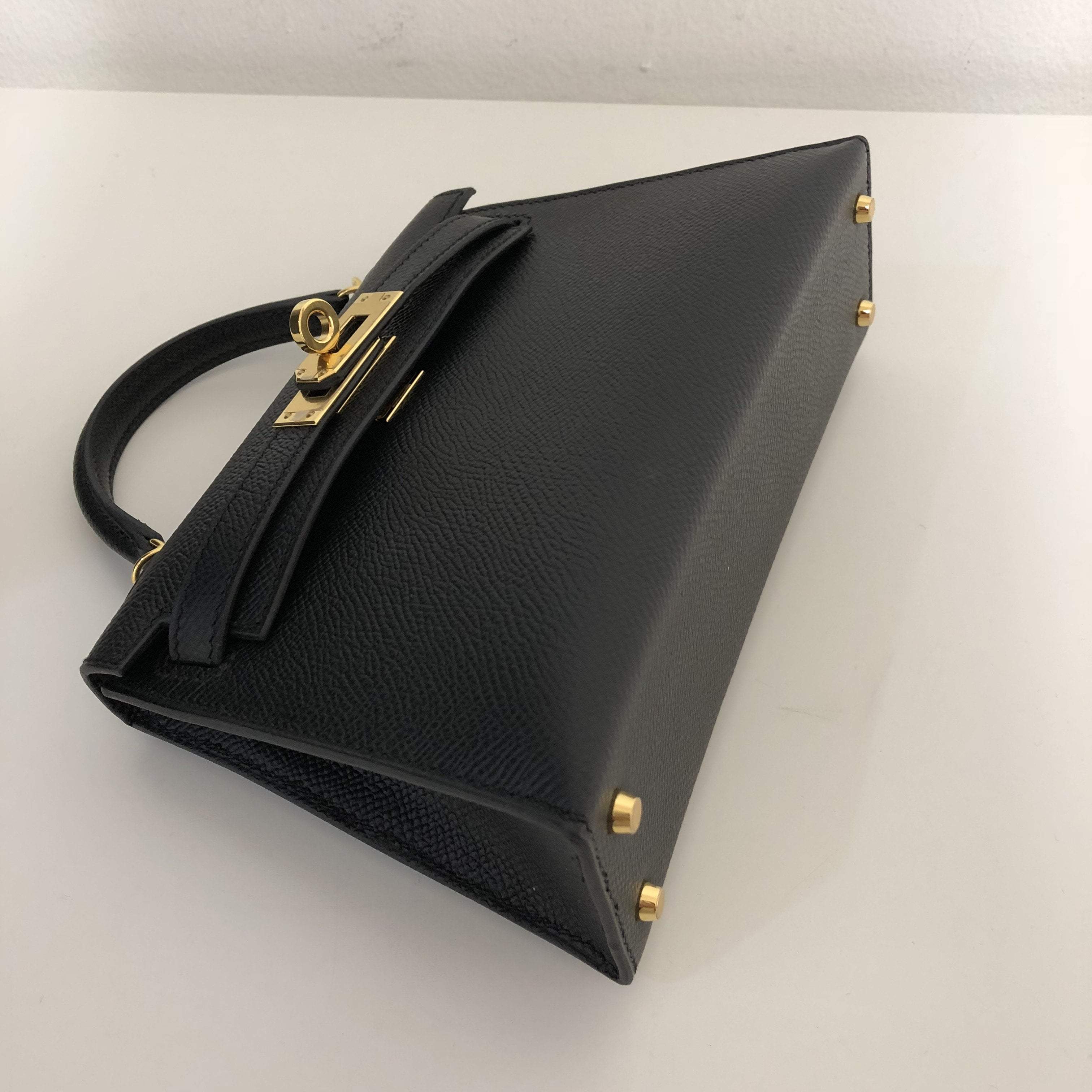 Hermes Noir Epsom Leather Mini Kelly II Bag with Gold Hardware – Garderobe