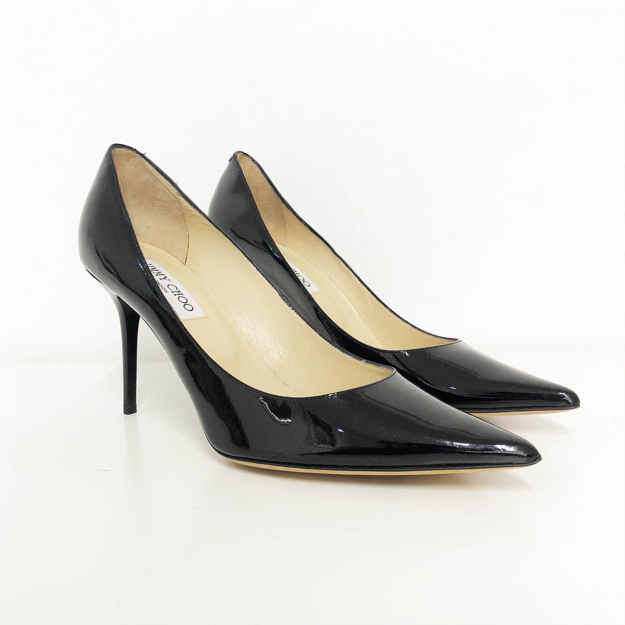 jimmy choo black patent pumps