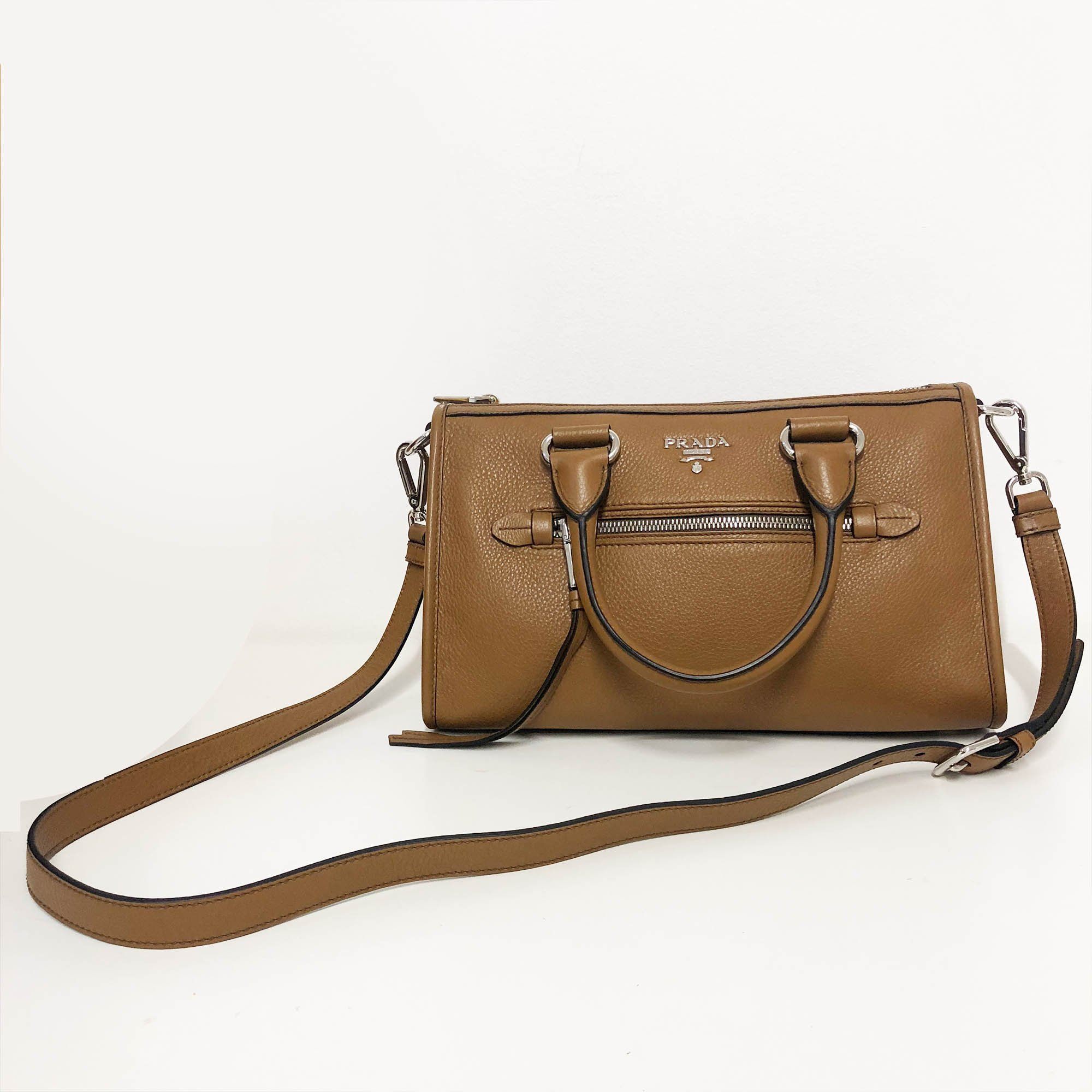 Prada Brown Leather Handbag With Long Strap – Garderobe