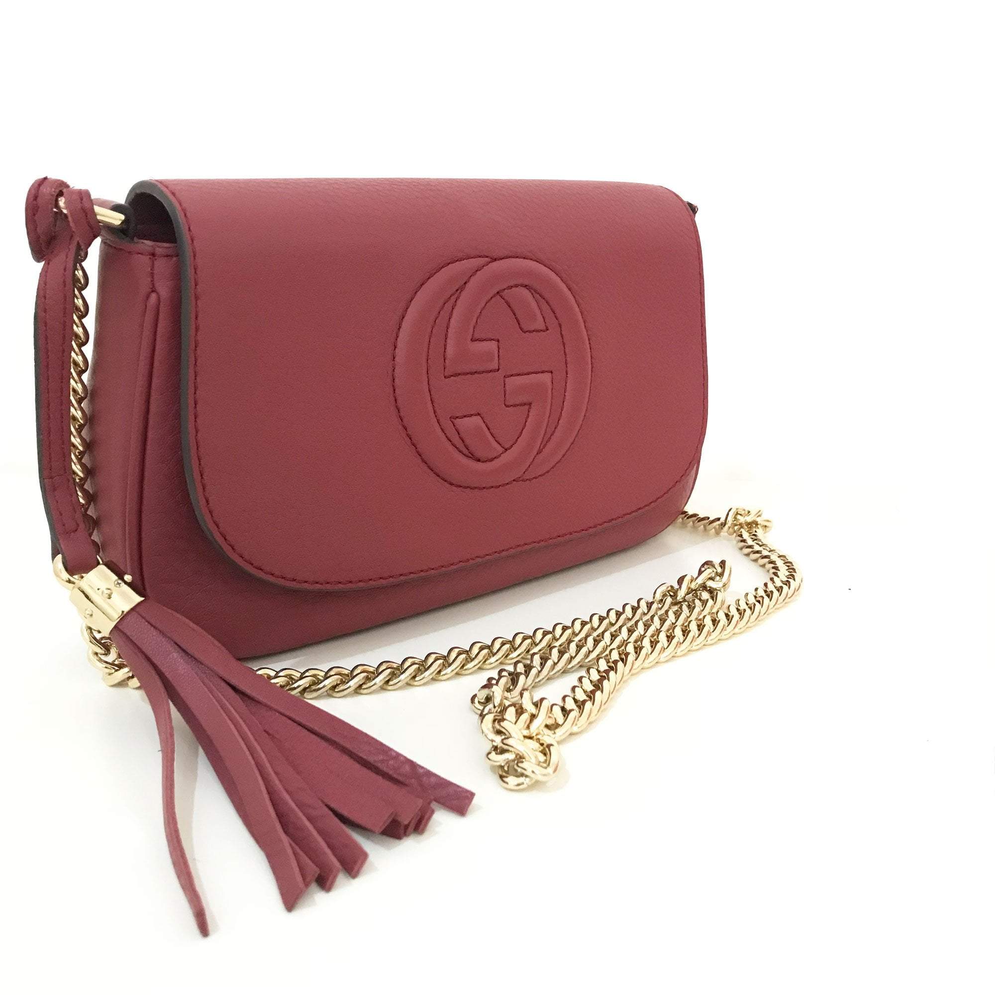 Gucci Soho Medium Flap Pink Leather Crossbody Bag – Garderobe