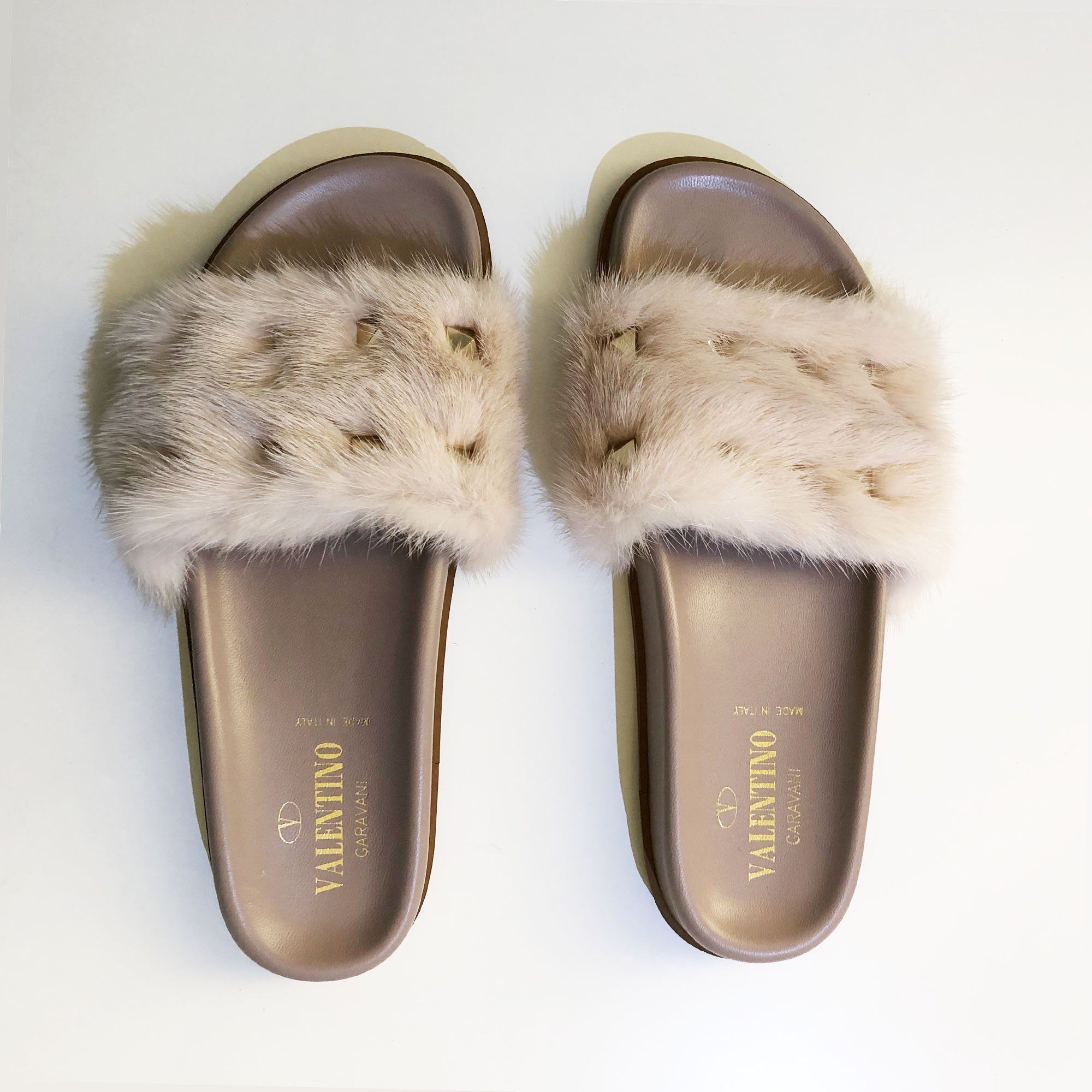 valentino mink slides