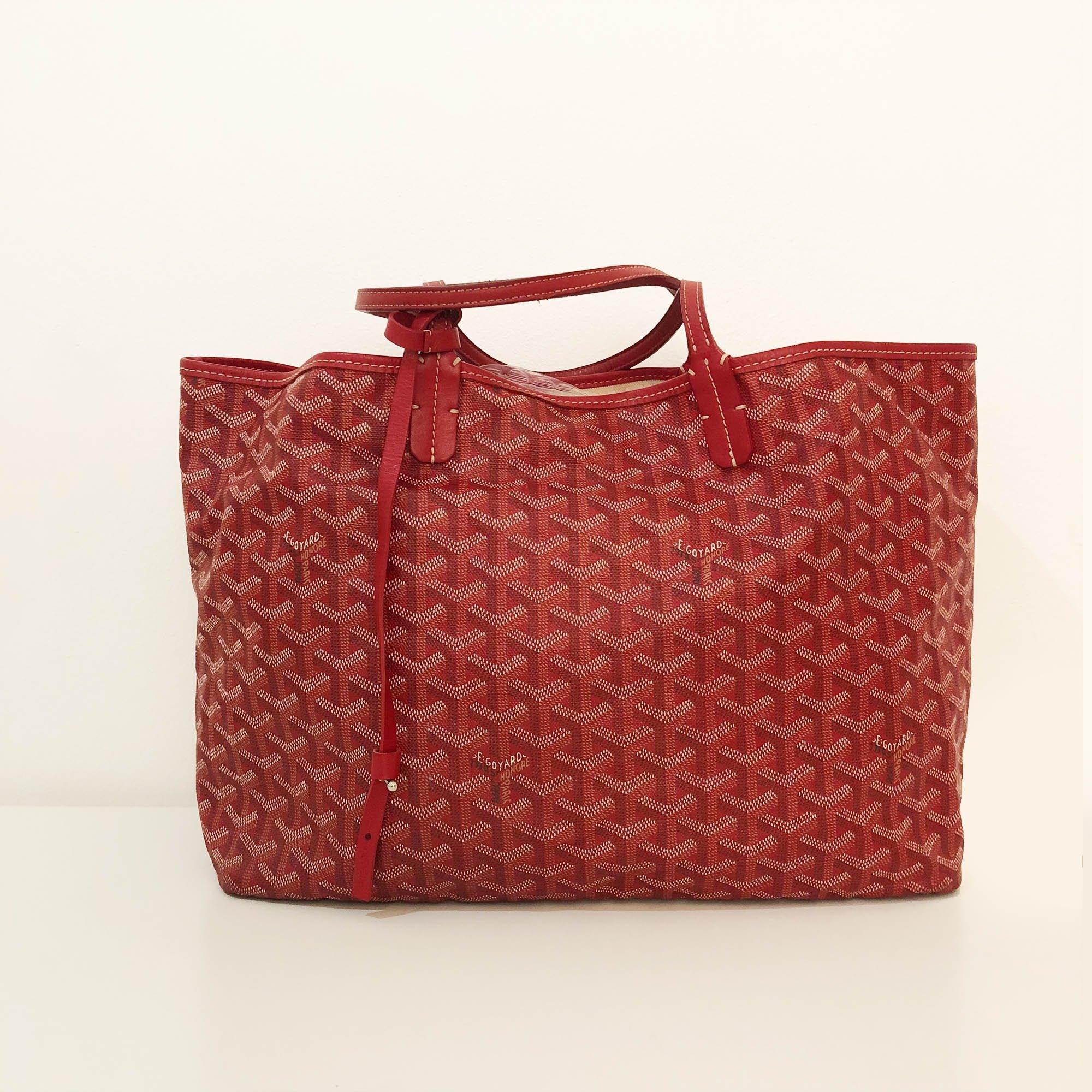 Goyard Red St Louis PM Chevron Leather Canvas Tote Bag – Garderobe