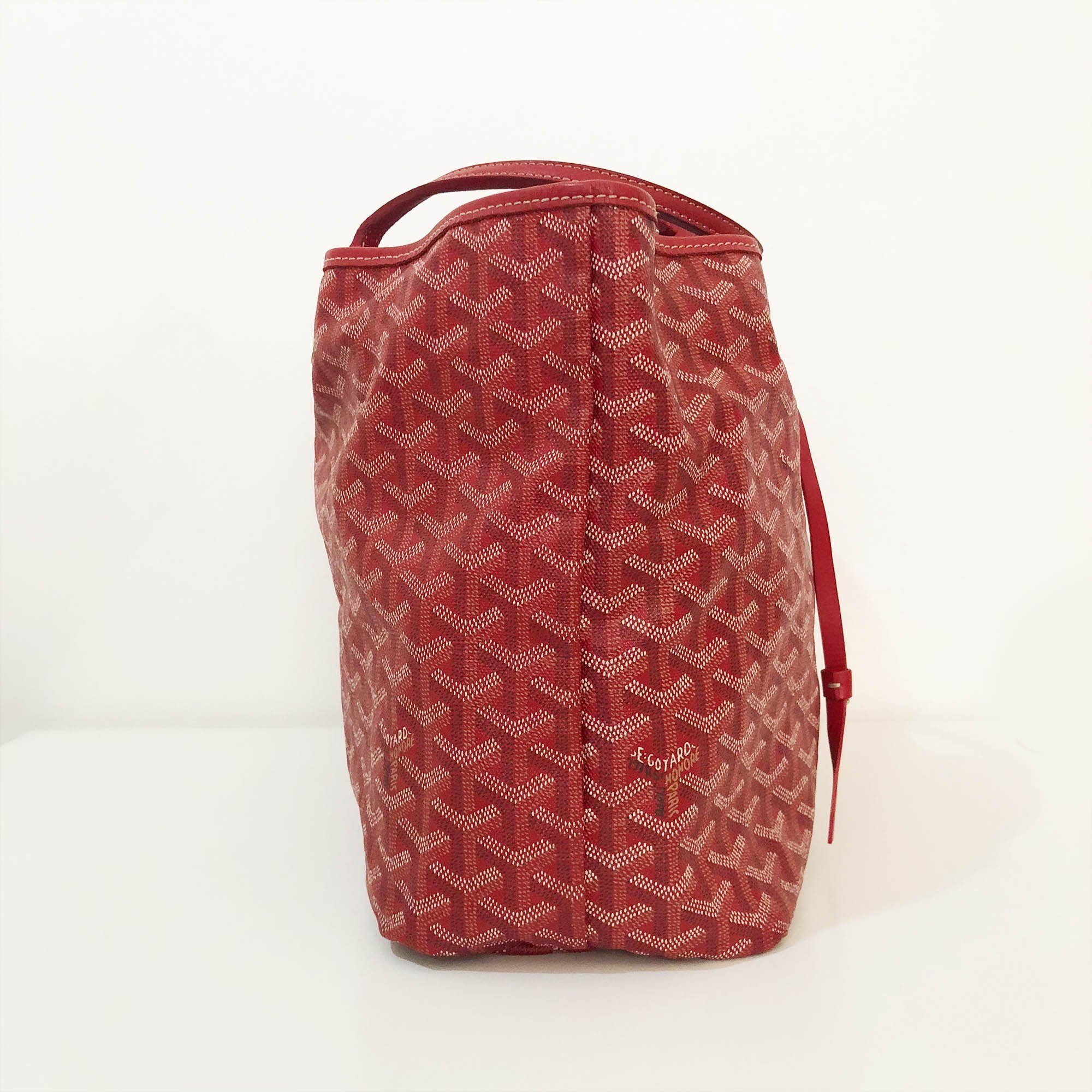 Goyard Red St Louis PM Chevron Leather Canvas Tote Bag – Garderobe