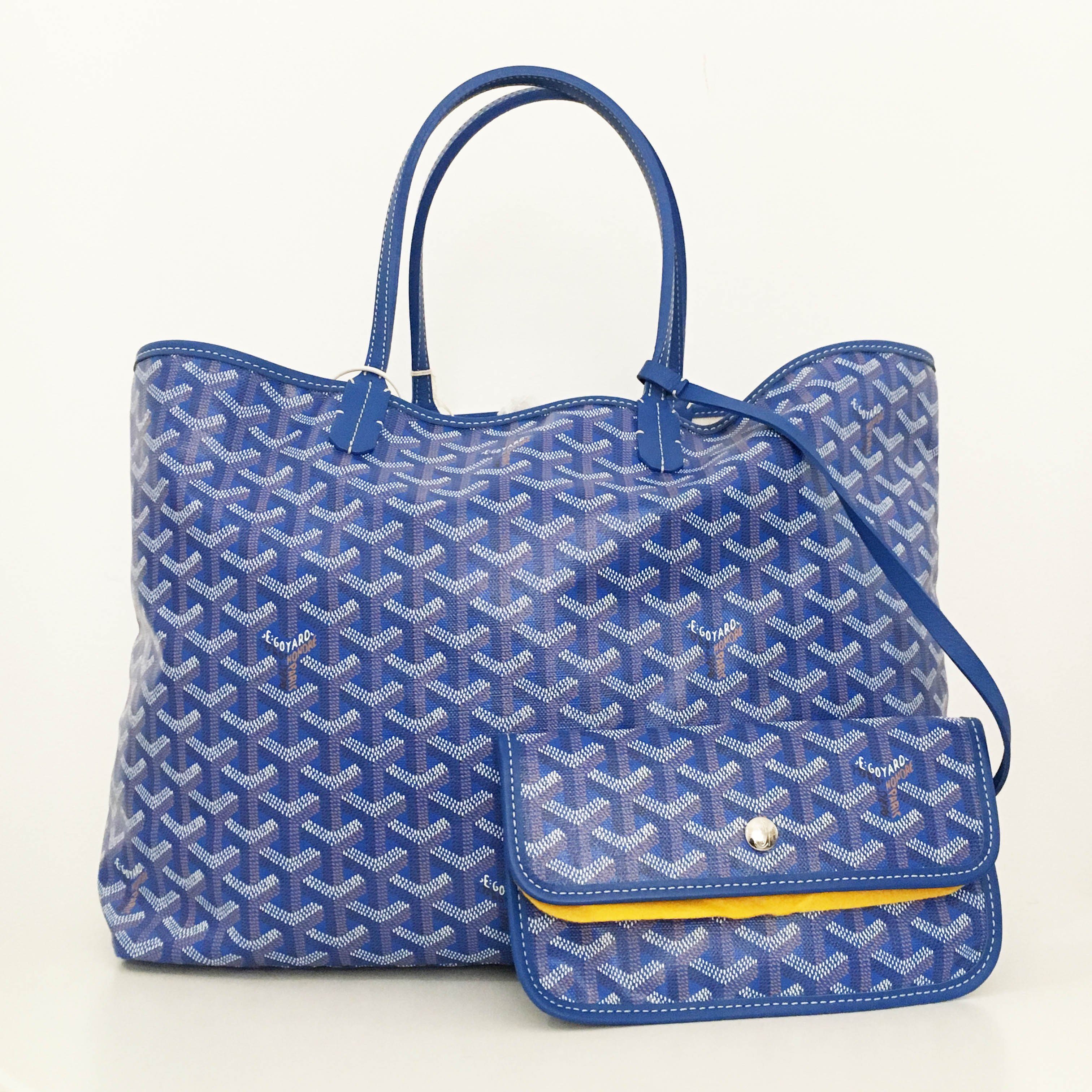 Goyard Blue St Louis GM Chevron Leather Canvas Tote Bag – Garderobe
