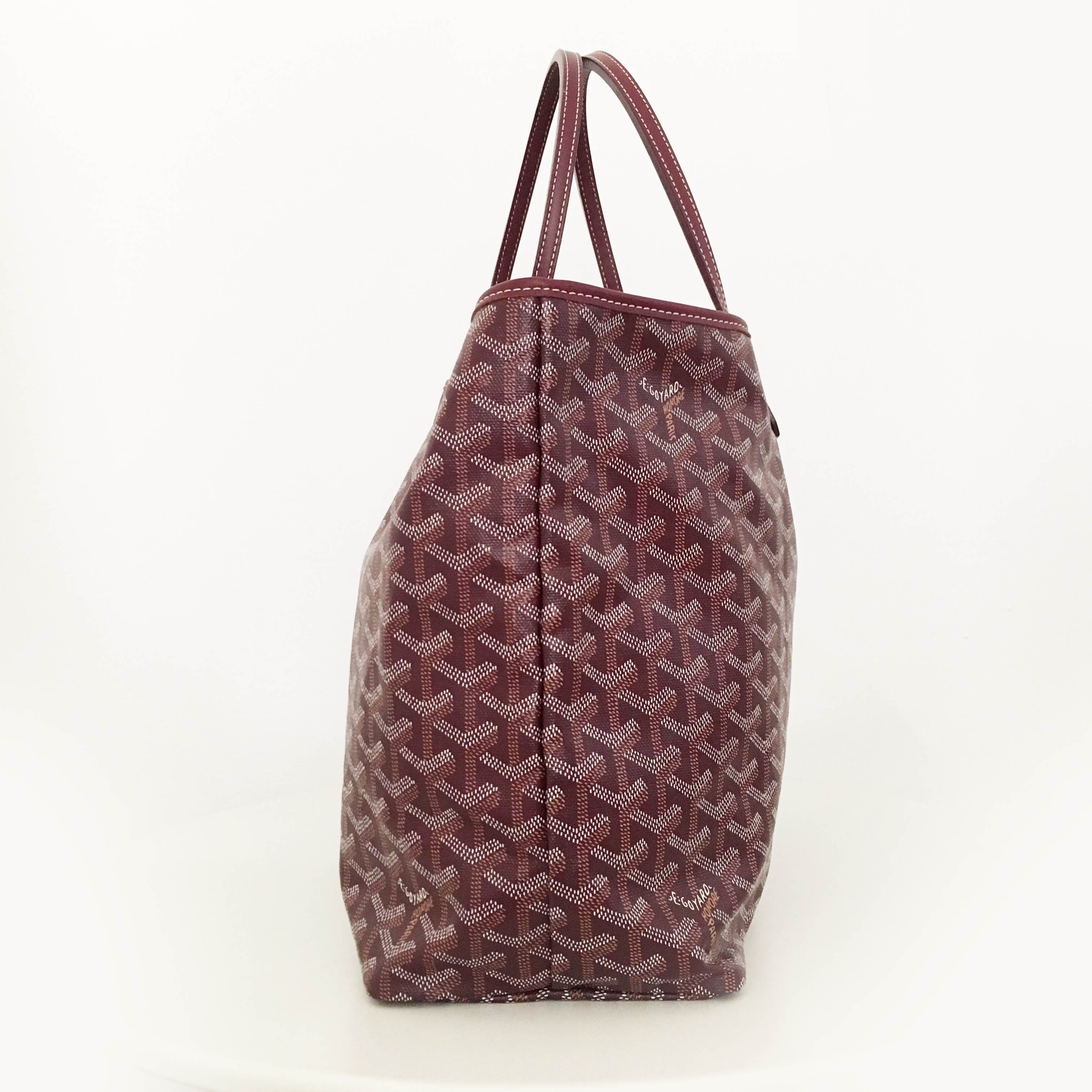 Goyard Burgundy St Louis GM Chevron Leather Canvas Tote Bag – Garderobe