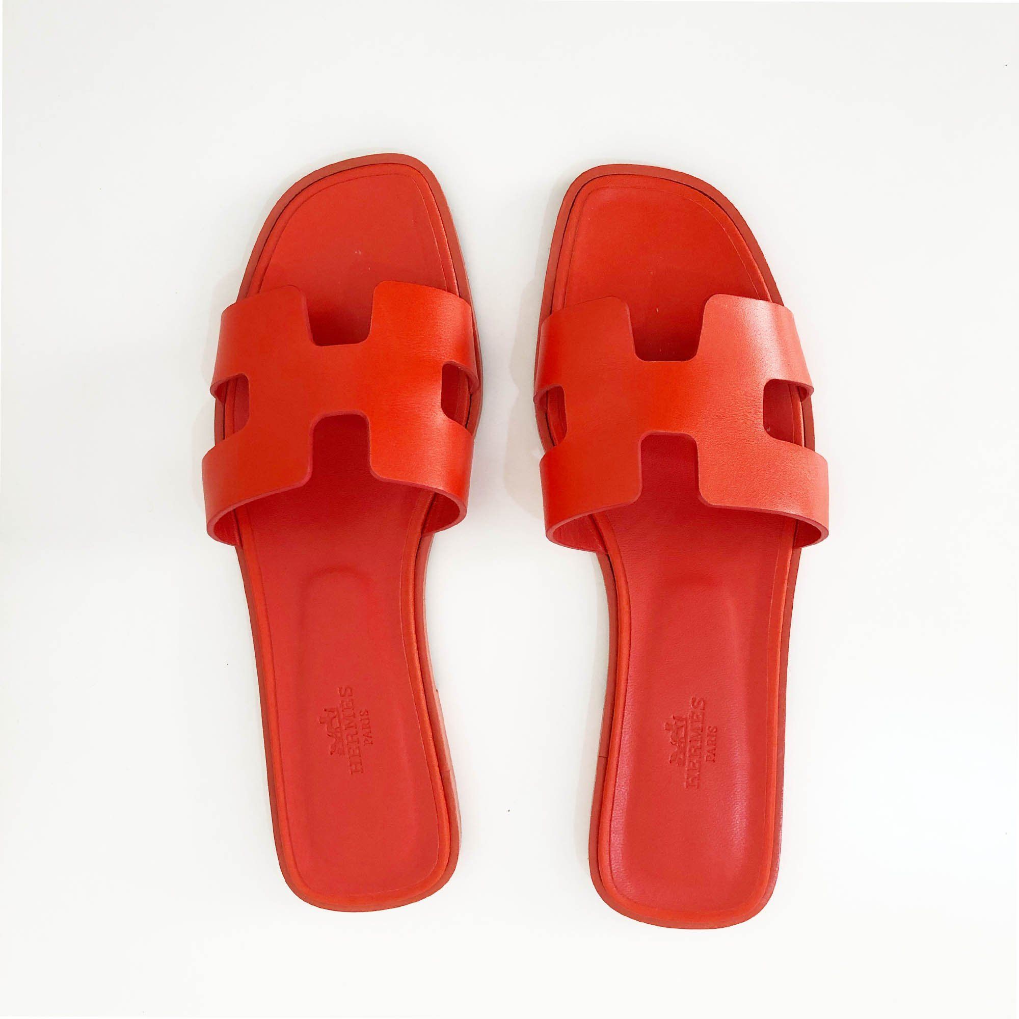 hermes slippers orange
