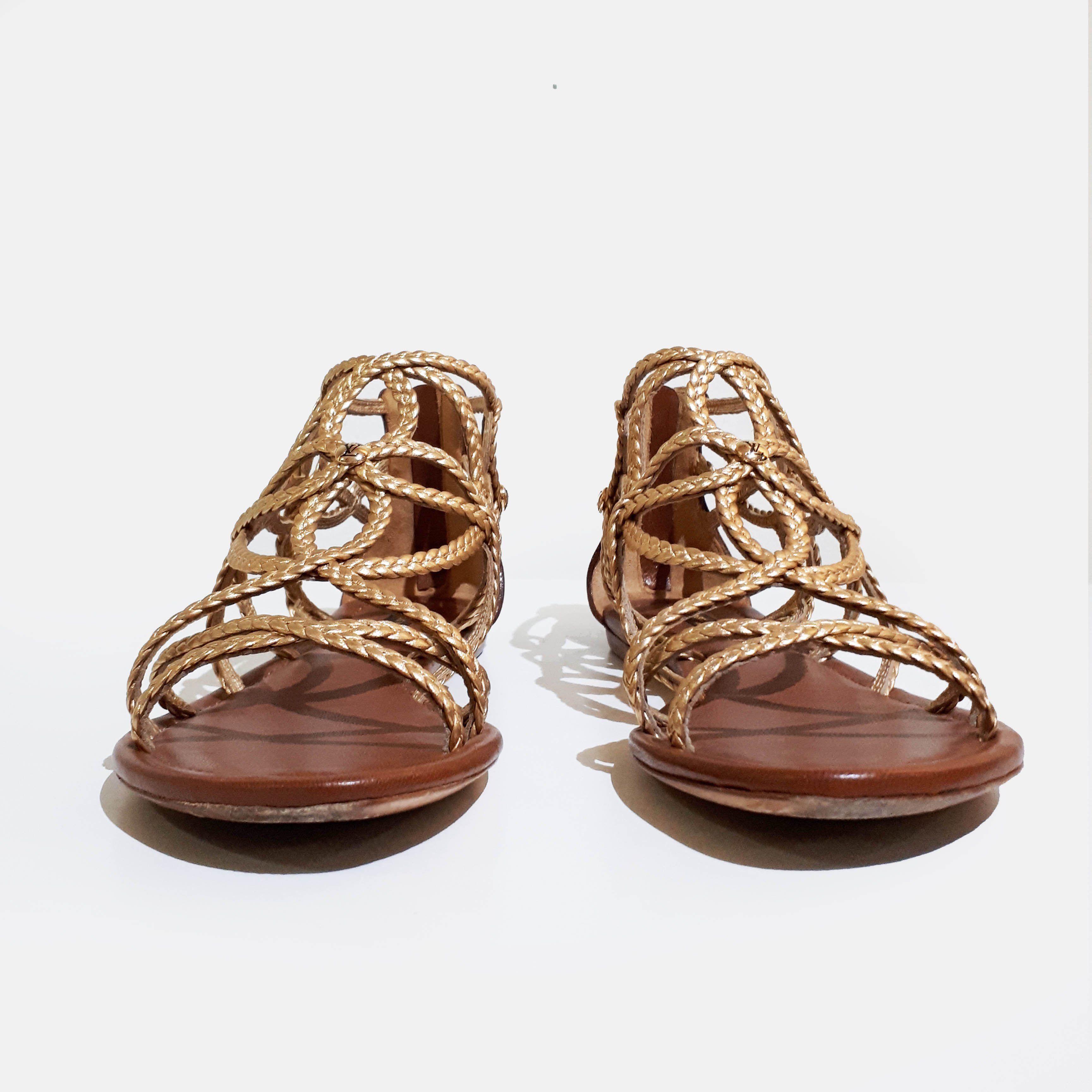 Louis Vuitton Braided Leather Gladiator Sandal – Garderobe