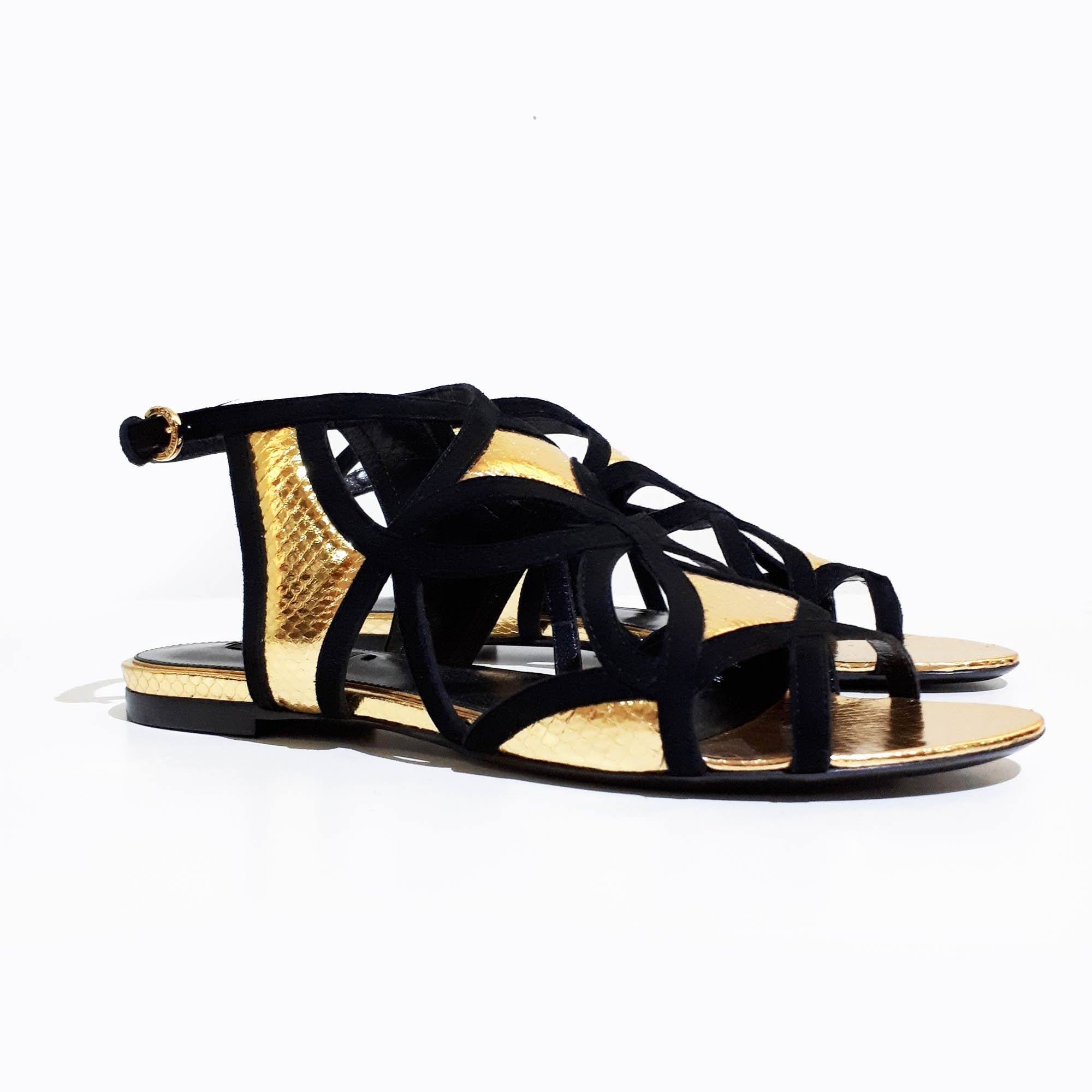 Louis Vuitton Gold and Black Gladiator Sandal – Garderobe