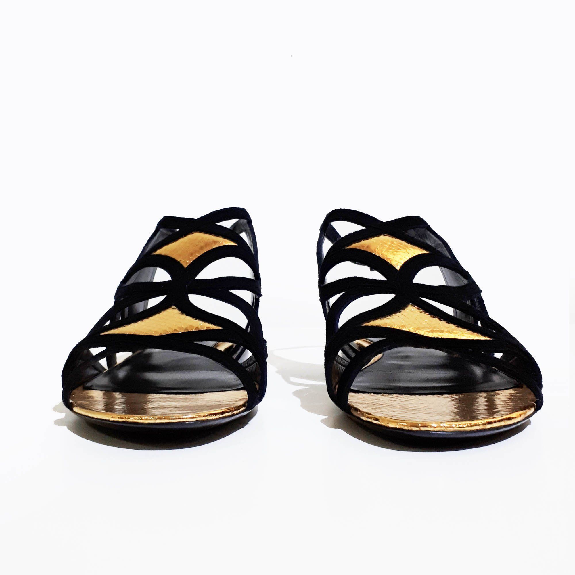 Louis Vuitton Gold and Black Gladiator Sandal – Garderobe