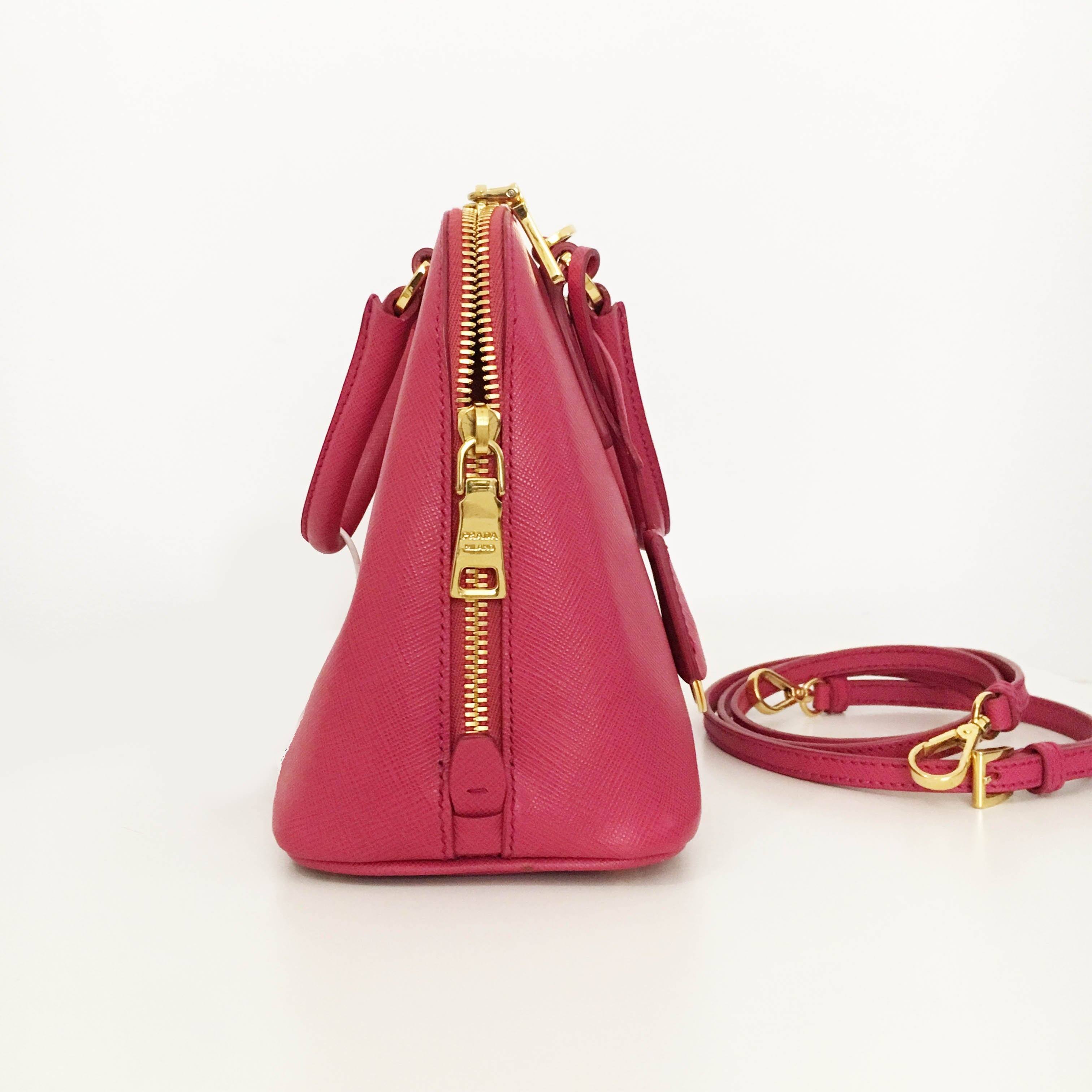 Prada Saffiano Promenade Bag Small Pink – Garderobe