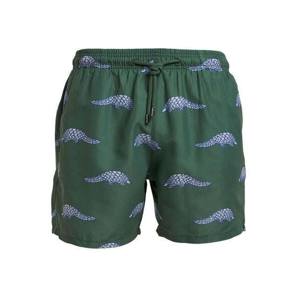 Kids Swim Shorts - Pangolins | Army Green