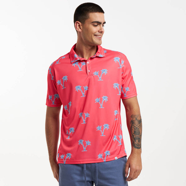 Golf Shirt - Palms | Coral