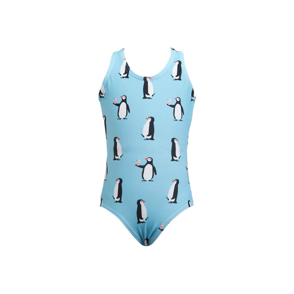 Girls One Piece - Penguins | Baby Blue