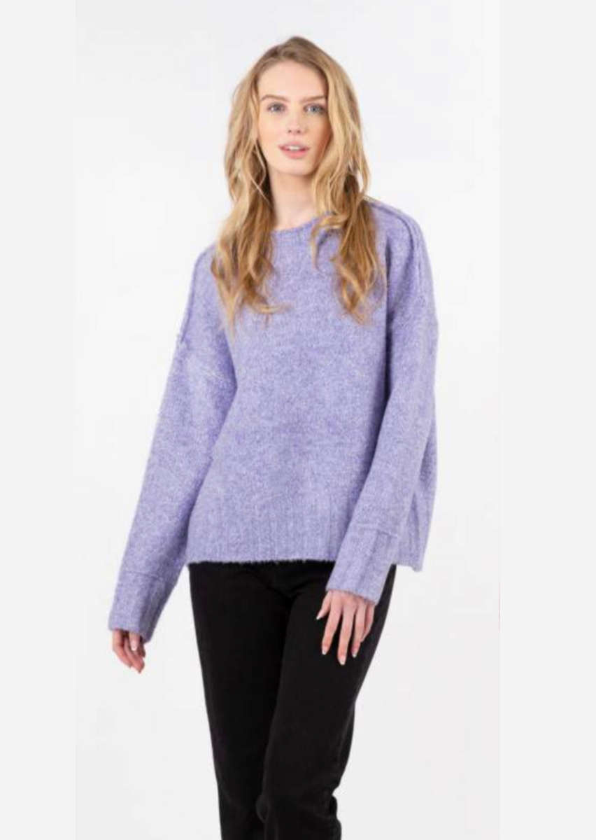 Lyla + Luxe Tanya Ribbed Cuff Sweater in Purple – manhattan casuals