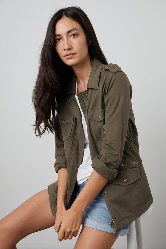 Velvet Ruby cotton twill jacket in forest – manhattan casuals