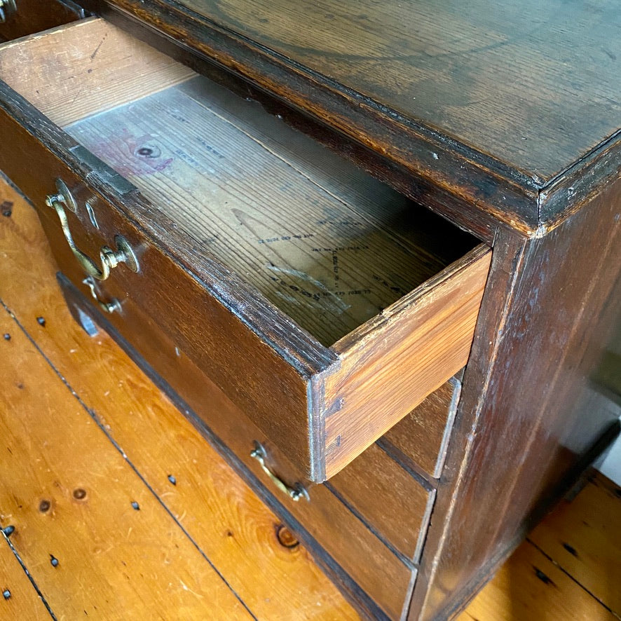 Antique Georgian Oak Chest Of Drawers