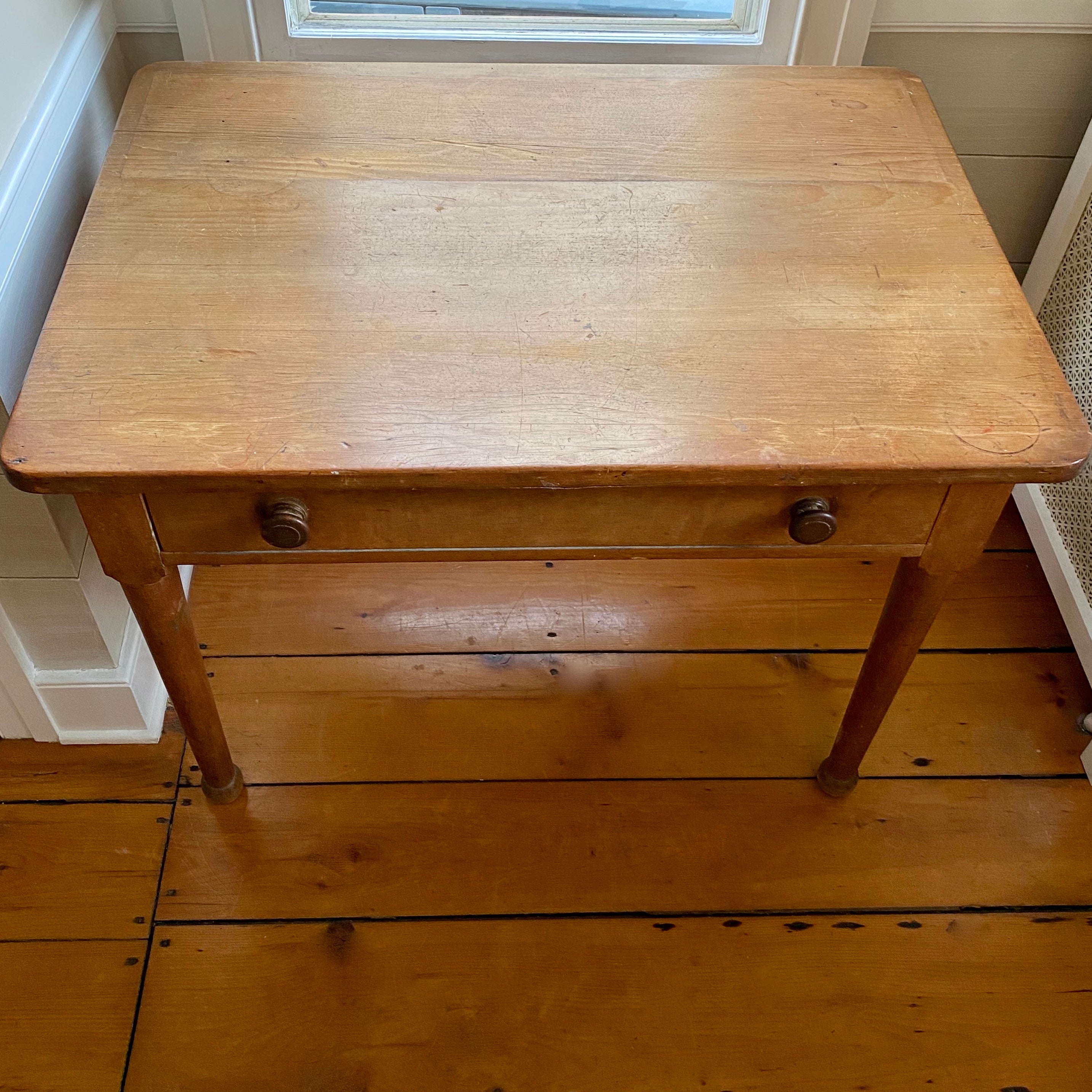 19th Century Pine and Maple Work Table