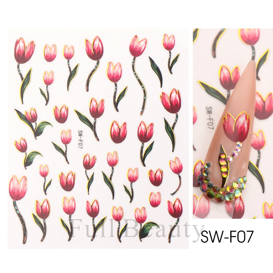 Gold Line Tulips Nail Art Stickers sẽ giúp bạn tạo được một bộ móng tay thật đẹp mắt và lấp lánh. Với những họa tiết hoa tulip đẹp mắt và chất liệu chống nước, sản phẩm này sẽ giúp bạn thể hiện được phong cách thời trang của riêng mình. Hãy xem hình và tìm hiểu thêm về sản phẩm này nhé!