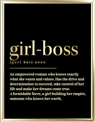 Girl Boss Line Drawing Foil Wall Print – Stumped For Words