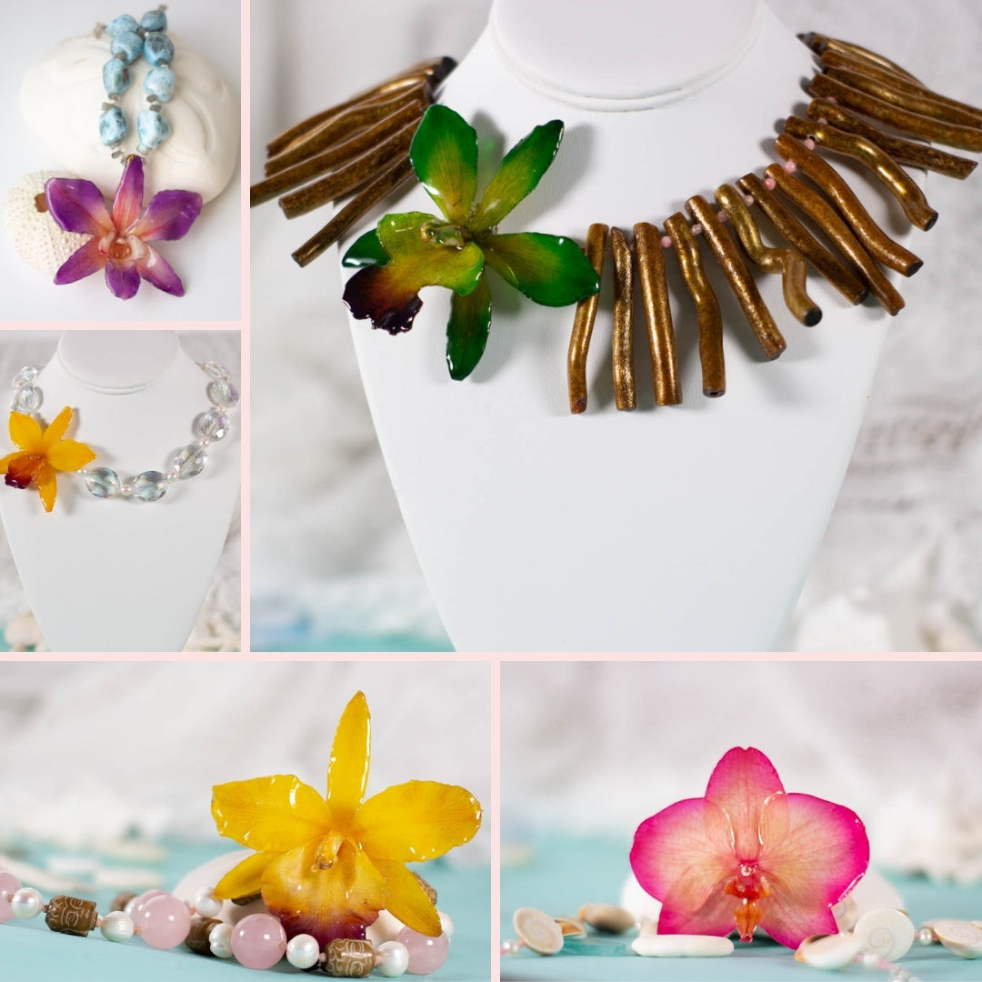 real orchid necklaces