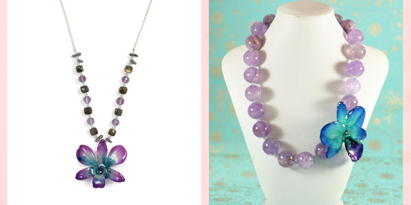 Amethyst and Flower Necklace